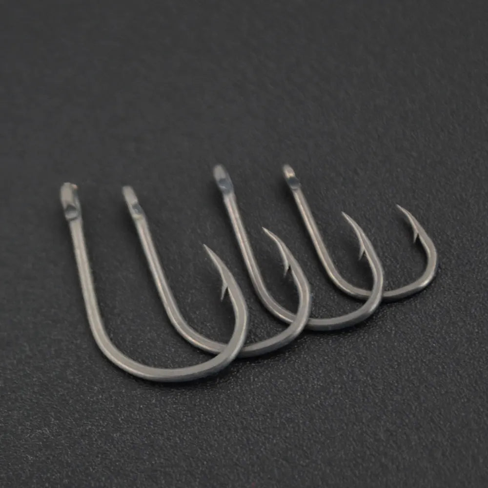 HookUpCo. 50pcs Barbed Fishing Hooks, High Carbon Steel - HookUpCo.