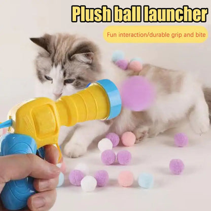 Interactive Plush Ball Launcher Toy for Kittens and Cats