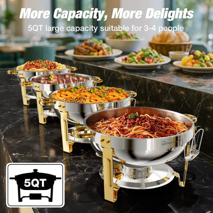 Stainless Steel Chafing Dish Set with Glass Lid for Catering