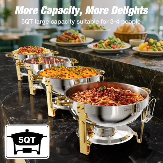 Stainless Steel Chafing Dish Set with Glass Lid for Catering