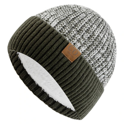 Two-Tone Fur Lined Winter Beanie Hat