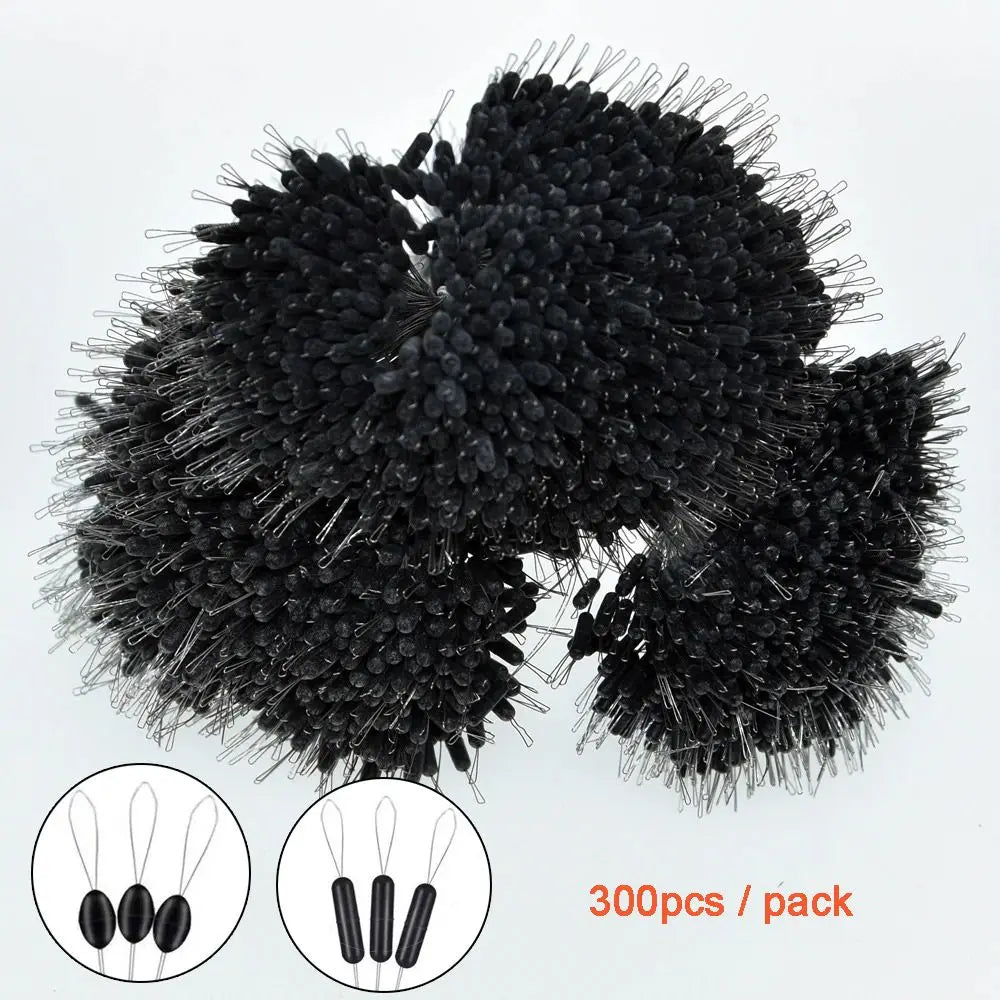 300 Black Silicone Fishing Bobber Stoppers - HookUpCo.