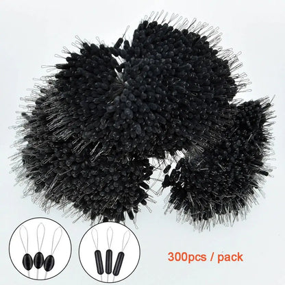 300 Black Silicone Fishing Bobber Stoppers - HookUpCo.