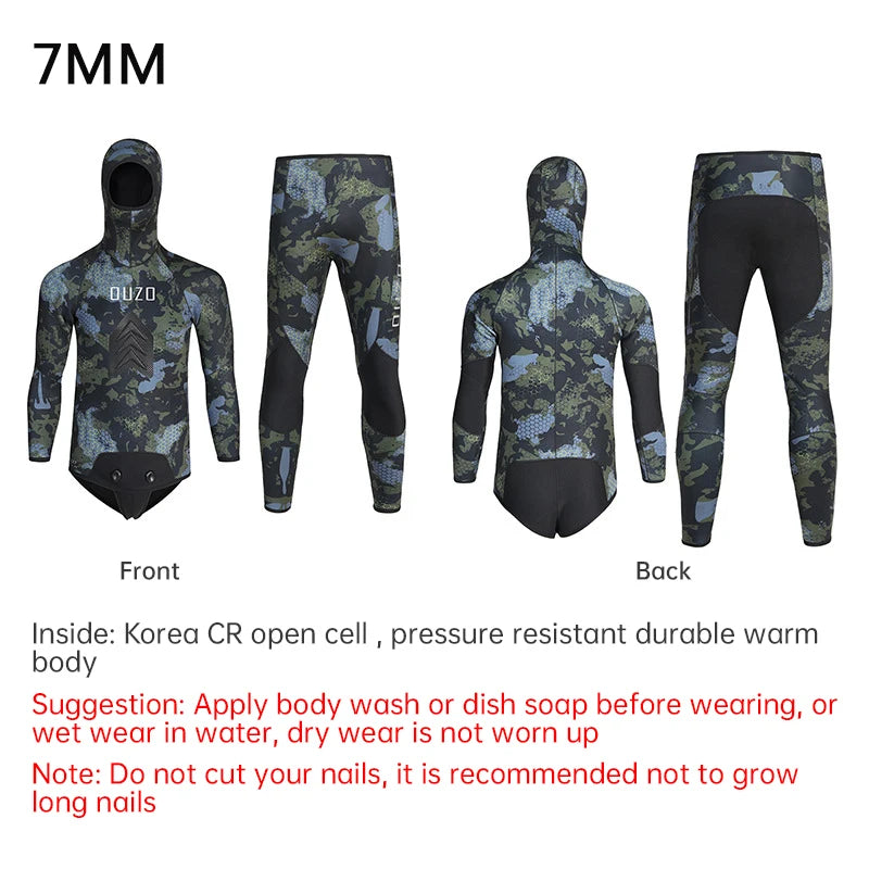 HookUpCo. Hooded Camouflage Wetsuit for Spearfishing 5MM/7MM