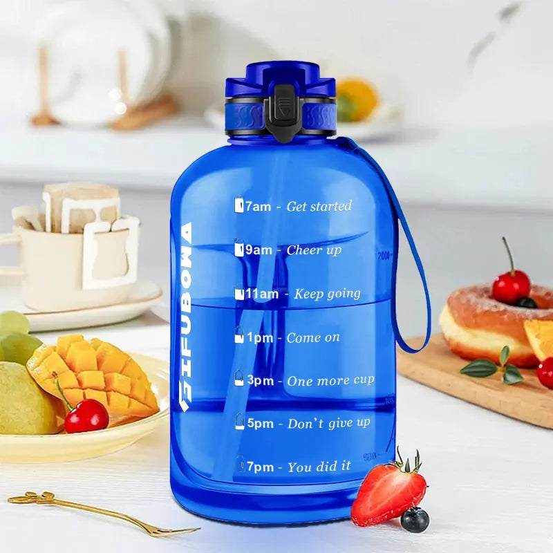 3L Motivational Water Bottle with Straw, BPA-Free, Leak Proof
