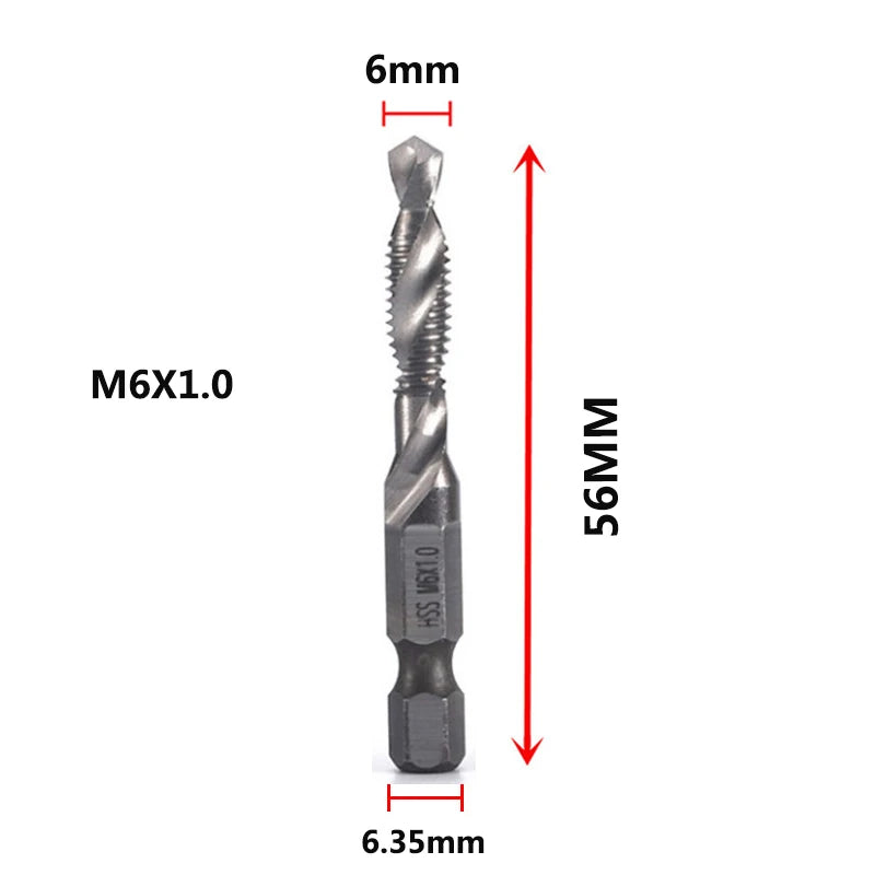 HookUpCo. Titanium Hex Shank Metric Tap Drill Bit Set