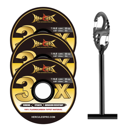 Fluorocarbon Fly Tippet 3 Pack with Holder - HookUpCo.