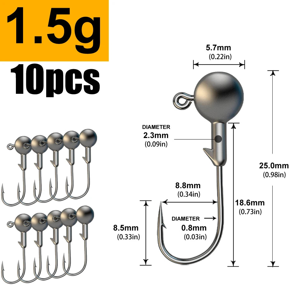Versatile Jig Head Hooks for Fishing - Multiple Sizes Available