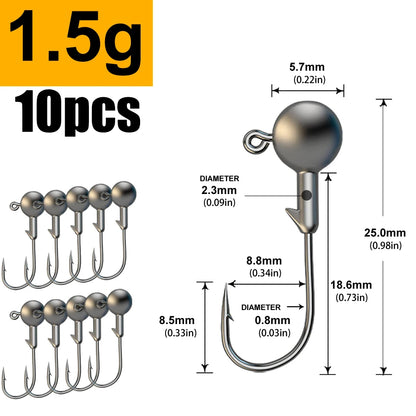 Versatile Jig Head Hooks for Fishing - Multiple Sizes Available