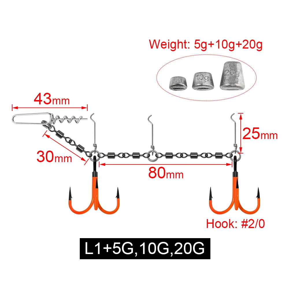 HookUpCo. UV Painted Pike Fishing Stinger Rig - HookUpCo.