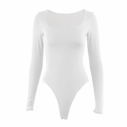 Square-Cut Long Sleeve Bodysuit for Stylish Spring Nights