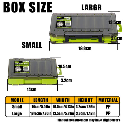 Double-Sided Fishing Tackle Box with 14 Compartments