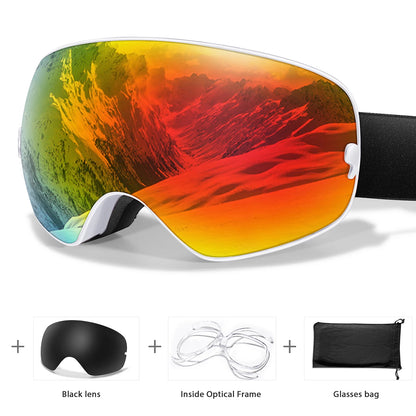 HookUpCo. Anti-Fog Ski Goggles with UV400 Protection