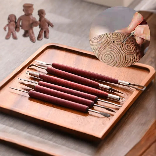 6-Piece Pottery Tool Set with Double-Ended Wire Knives