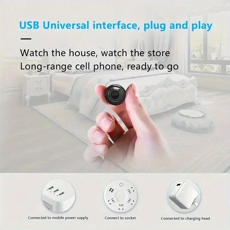 Mini WiFi Camera 1080P HD, Indoor Security Cam with Night Vision, 2-Way Audio, Baby & Pet Monitoring