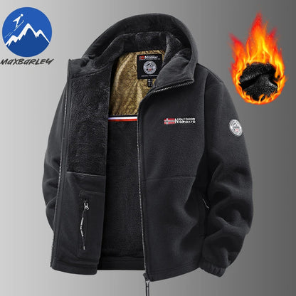 Men's Warm Hooded Fleece Jacket for Winter Wear - HookUpCo.