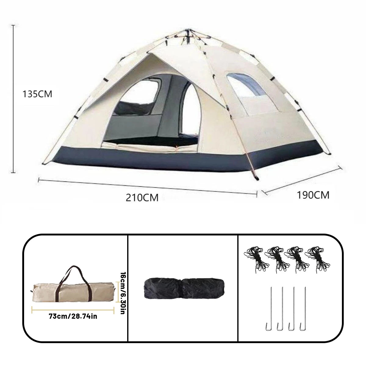 HookUpCo. Quick-Open Rainproof Beach Tent for 4 - HookUpCo.