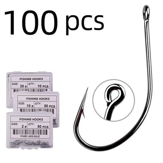 HookUpCo. High Carbon Barbed Fishing Hooks Set - HookUpCo.