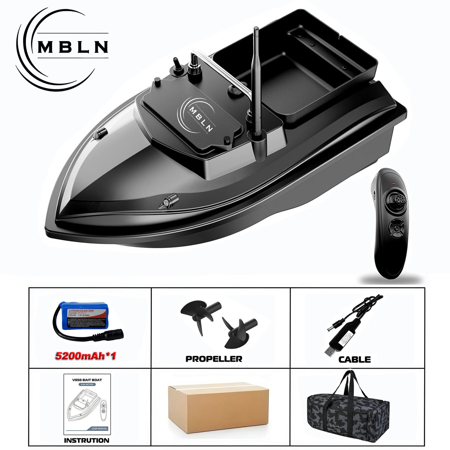 Remote Control Bait Boat with 2kg Capacity