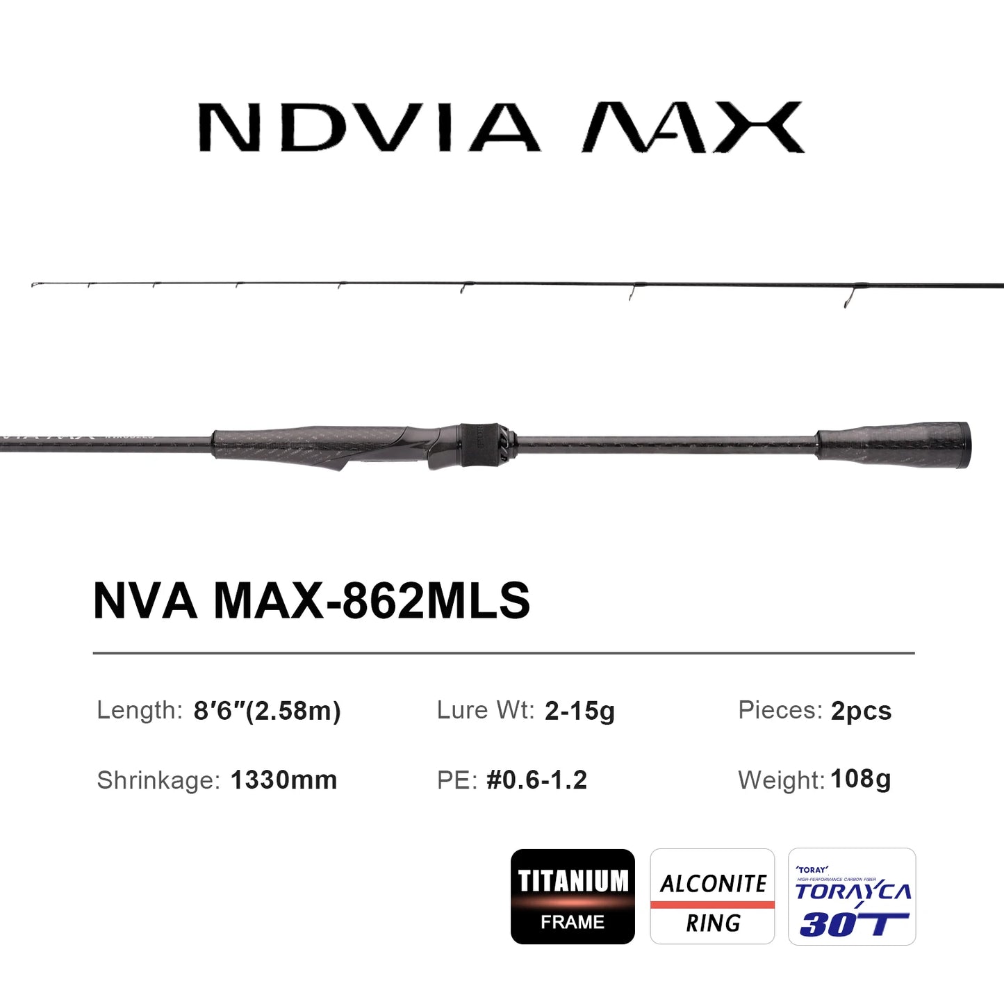 HookUpCo. 8FT Tubular Tip Fishing Rod for Squid