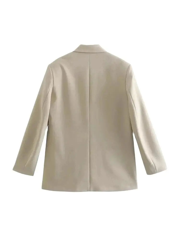 Chic Double Breasted Blazer Coat with Pockets for Women