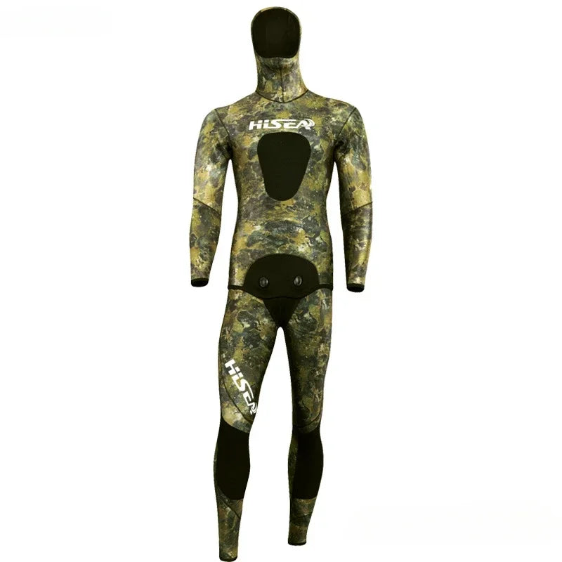 Hisea Men's Camouflage Wetsuits 3.5mm CR Triathlon CR Smooth Skin YAMAMOTO Hunter Open Cell Smooth Skin Neoprene Diving Suit