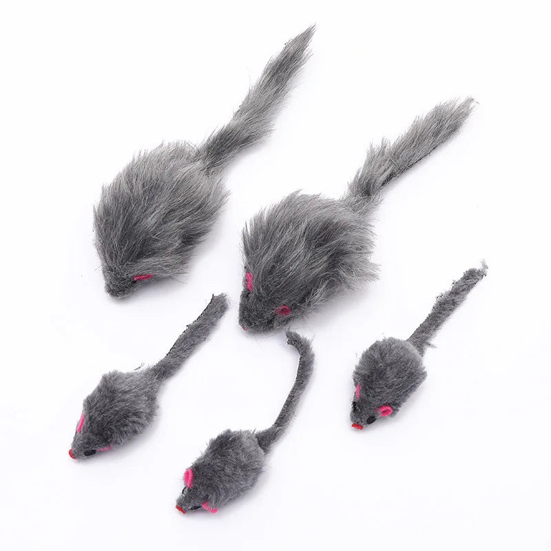 HookUpCo. Colorful Plush Mouse Cat Toys Set