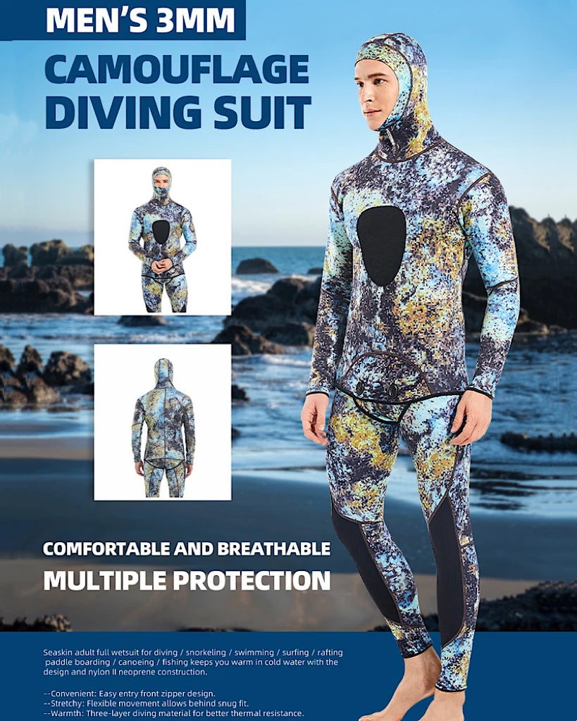 Camouflage Cold Water Diving Spearfishing Neoprene Wetsuit for