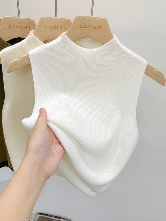 HookUpCo. Women's Slim Knitted Tank Top for All Seasons