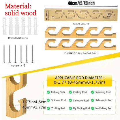 HookUpCo. Wooden Fishing Rod Storage Rack - HookUpCo.