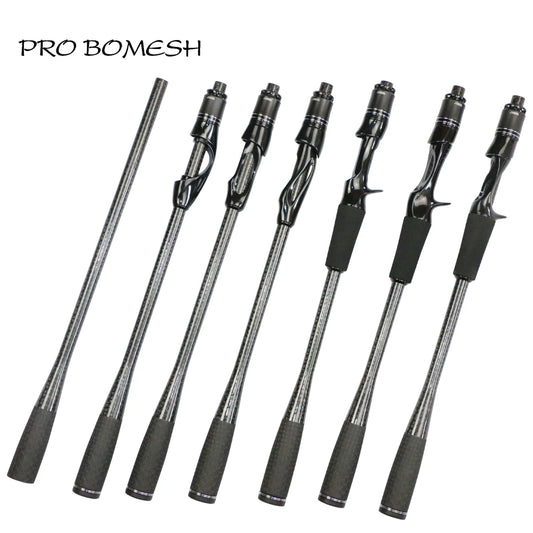 Pro Bomesh Full 4Axis Carbon Fiber Taper Grip Spinning Casting Handle Kit DIY Fishing Rod Building Components Repair Accessory