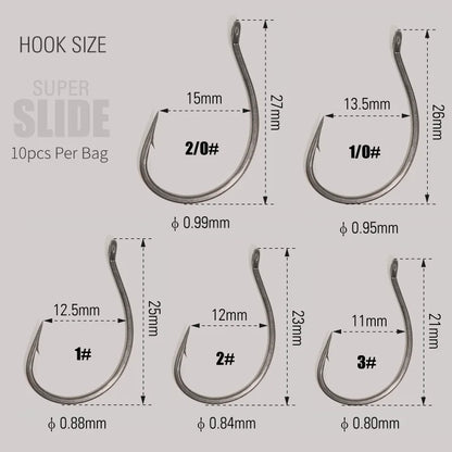 HookUpCo. PTFE Super Slide Wacky Fishing Hooks - HookUpCo.