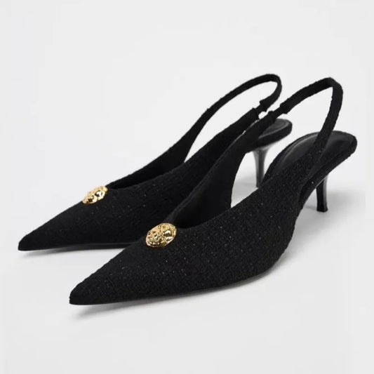 Luxury Stiletto Sandals with Metal Buckle for Women