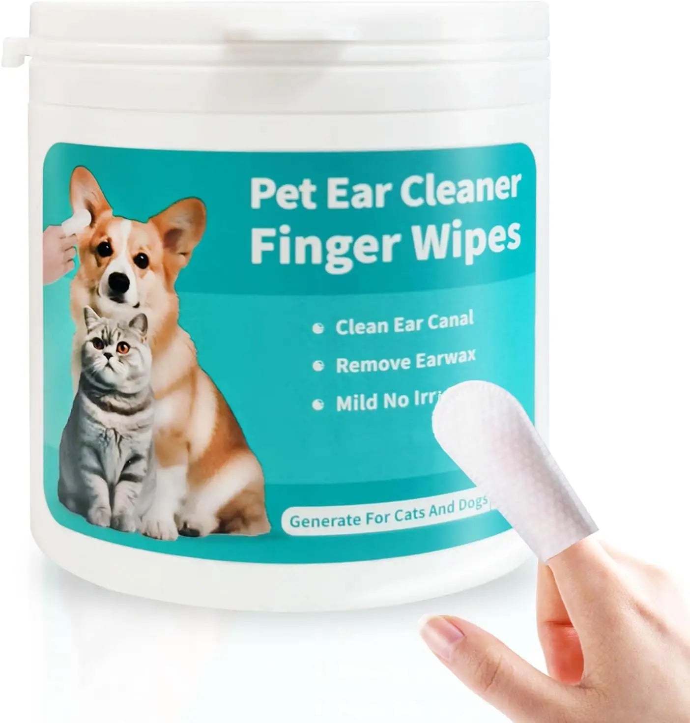 Gentle Pet Ear Wipes for Cats and Dogs, Soothing Clean Pads