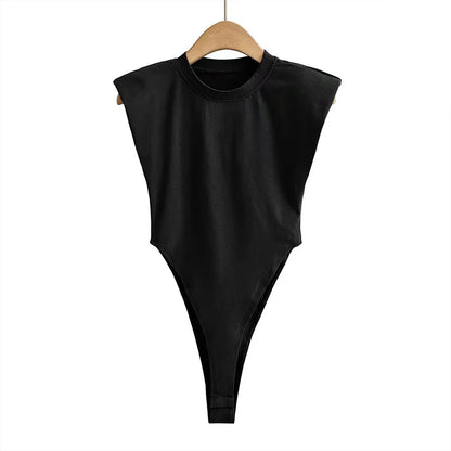 Sleek HookUpCo. Bodycon Bodysuit with Padded Shoulders
