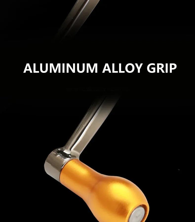 Orange aluminum alloy grip handle for outdoor gear against black background