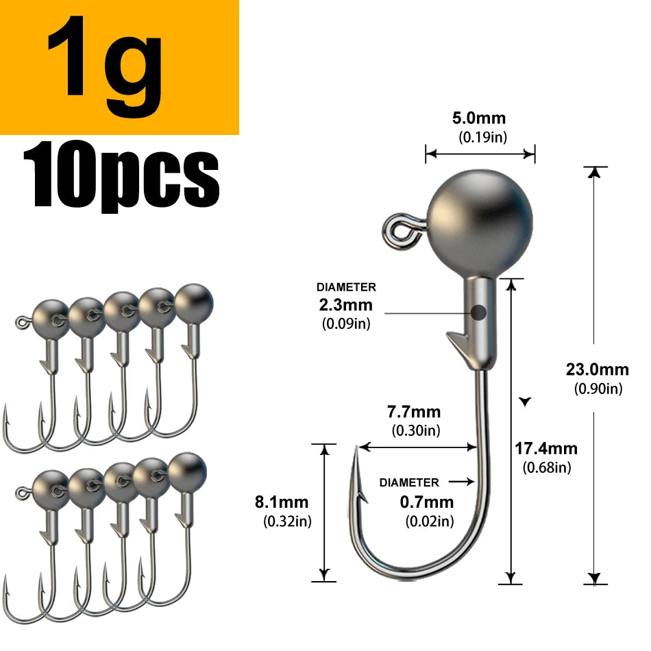 Versatile Jig Head Hooks for Fishing - Multiple Sizes Available