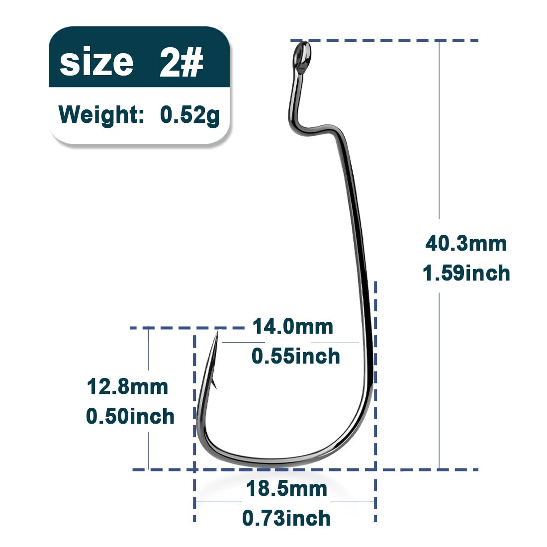 HookUpCo. 50Pcs Wide Gap Bass Fishing Hooks - HookUpCo.