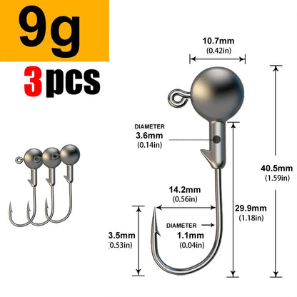 Versatile Jig Head Hooks for Fishing - Multiple Sizes Available