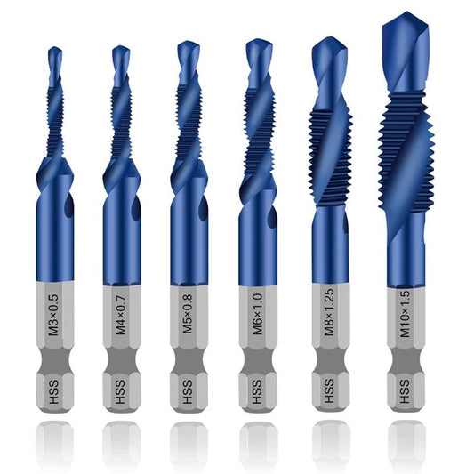 HookUpCo. Titanium Hex Shank Metric Tap Drill Bit Set