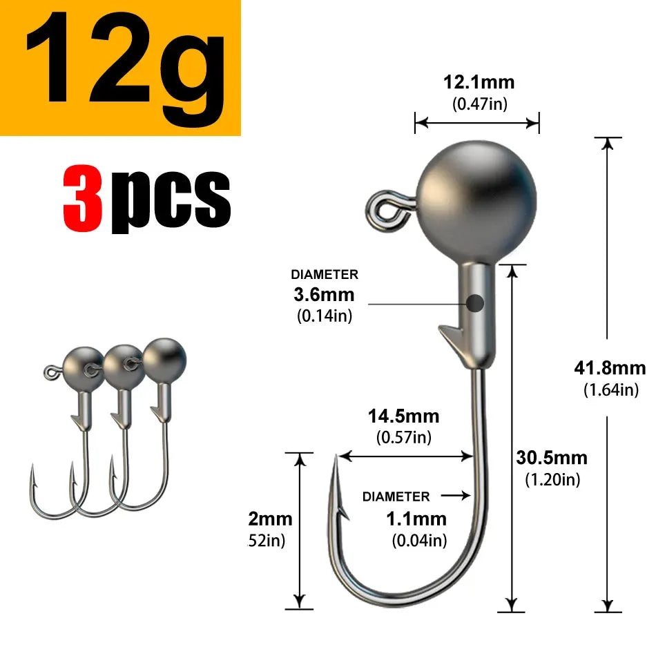 Versatile Jig Head Hooks for Fishing - Multiple Sizes Available