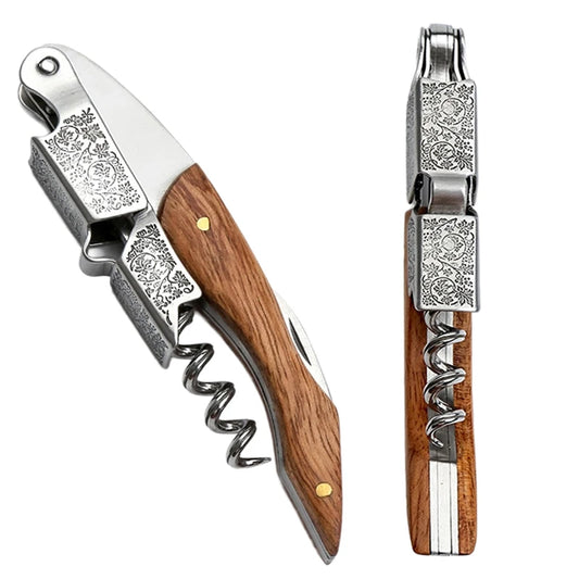 Ergonomic Wine Corkscrew with Foil Cutter and Bottle Opener
