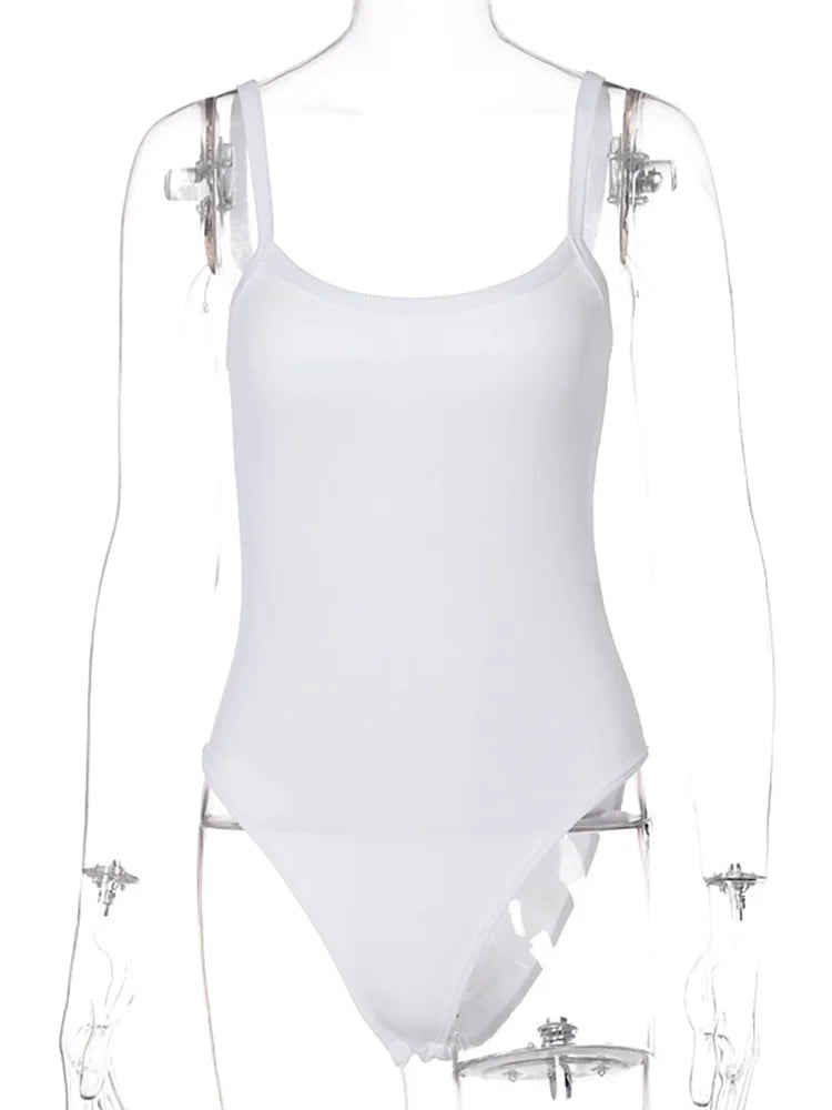 Sleek Summer White Bodycon Bodysuit for Effortless Style