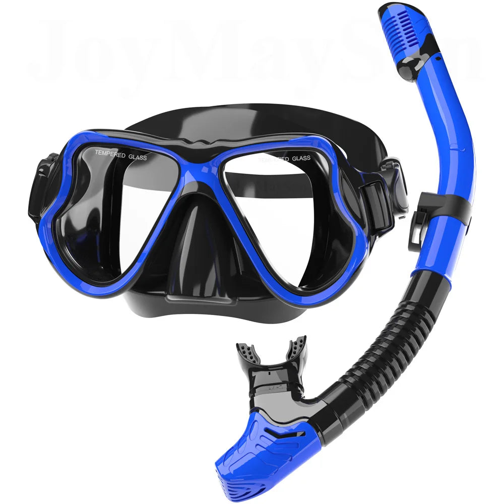 Dry Snorkel Mask Set Panoramic Wide View Anti-Fog for Adults Underwater Snorkeling Swimming Training Diving Glasses Adjustable