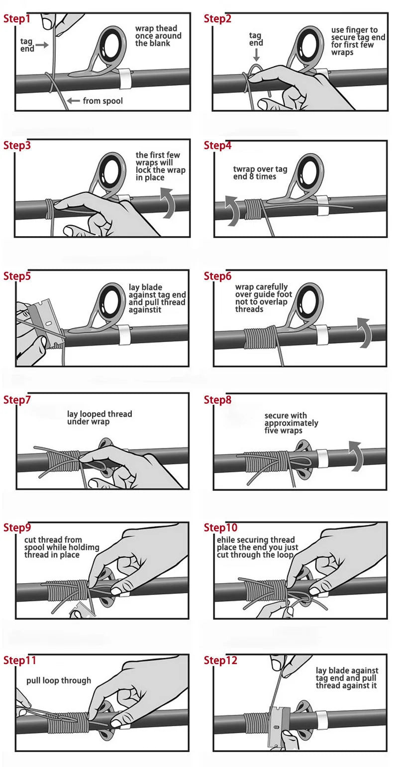Stainless Steel Fishing Rod Repair Kit - 5 Sets - HookUpCo.
