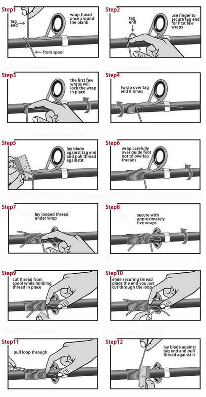 Stainless Steel Fishing Rod Repair Kit - 5 Sets - HookUpCo.