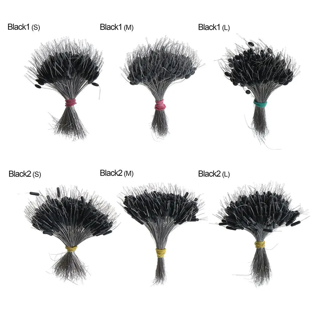 300 Black Silicone Fishing Bobber Stoppers - HookUpCo.