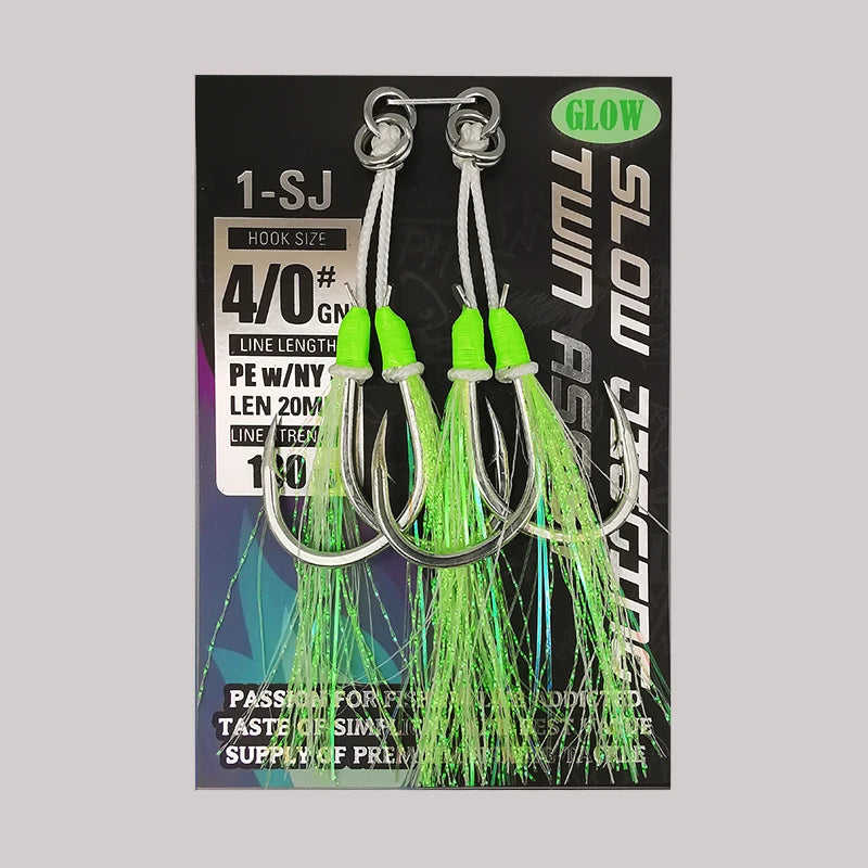 Glow Twin Assist Hooks for Sea Fishing - HookUpCo.