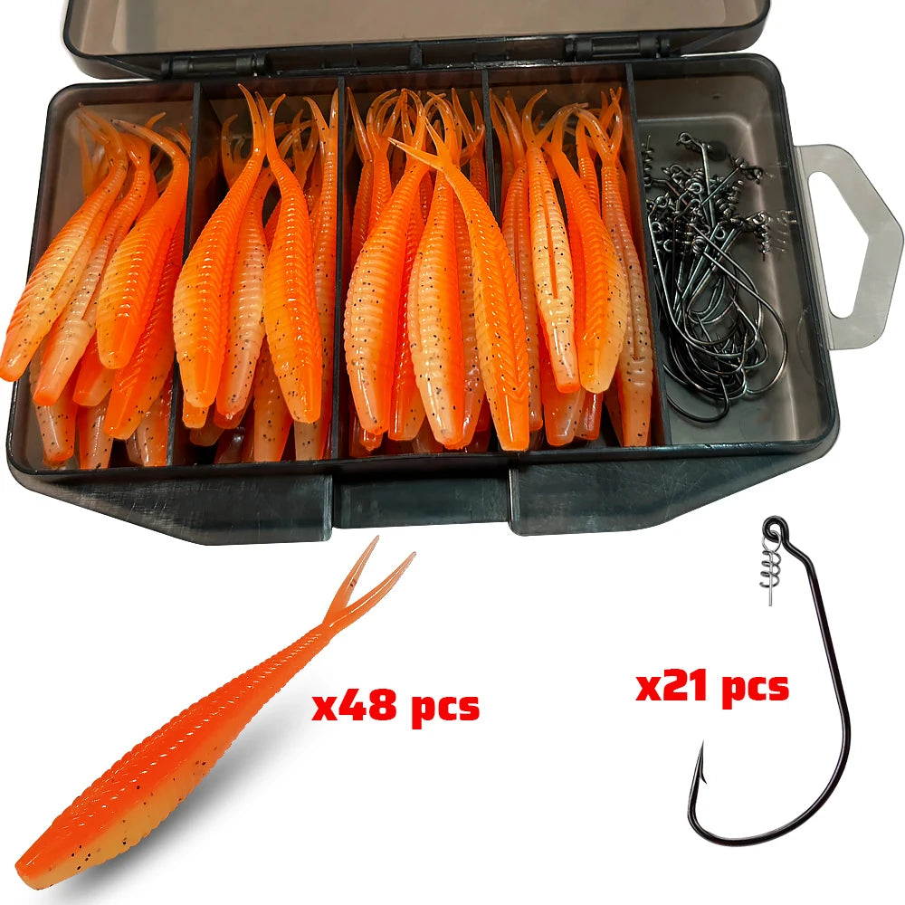 HookUpCo. 70-Piece Soft Lure Set - HookUpCo.