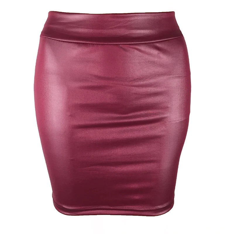 High Waist Matte Leather Mini Skirt for Night Out Style